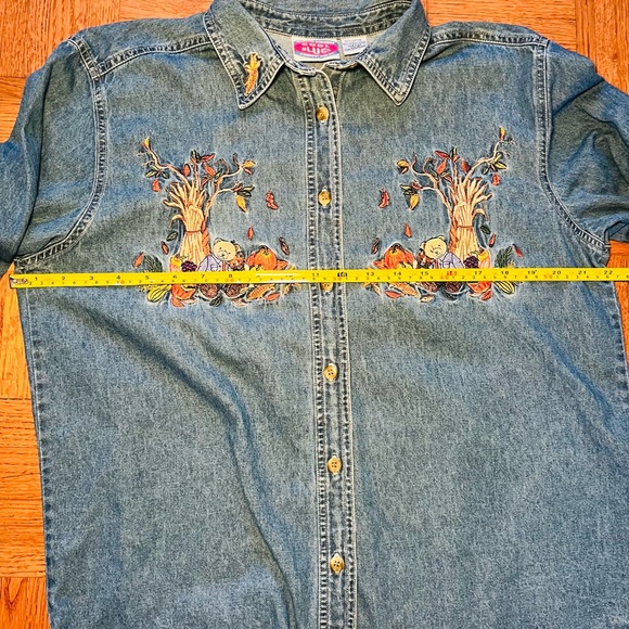 Vintage 90s Cool Blues Women's M Denim Embroidered Autumn Shirt - Picture 8 of 8